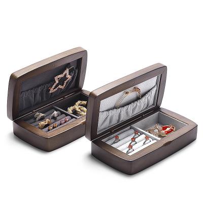 China Wooden Jewelry Storage Case Necklace Jewelry Box Velvet Solid Wood Lining for sale