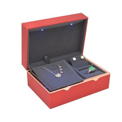 China Classic Elegant Vintage ABS Luxury Jewelry Box With Led Light Mini Custom Led Jewelry Box for sale