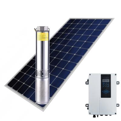 China High efficiency Ac110/dc150 1500w high efficiency protected solar pump power deep well submersible water pump for sale