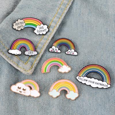 China Europe Cartoon Rainbow Clouds Design Pin Maker Hard Enamel Backhand for sale