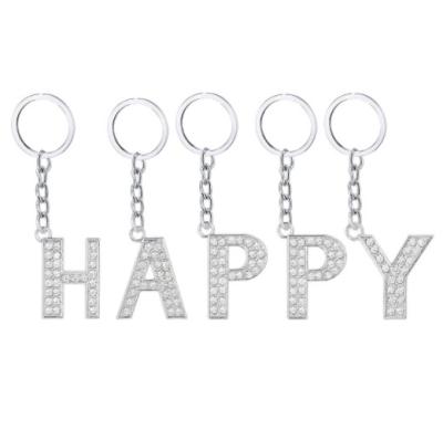 China Smooth Surface Diamond Zinc Alloy Bags Accessories Charms Alphabet Initial Keychains Letter for sale