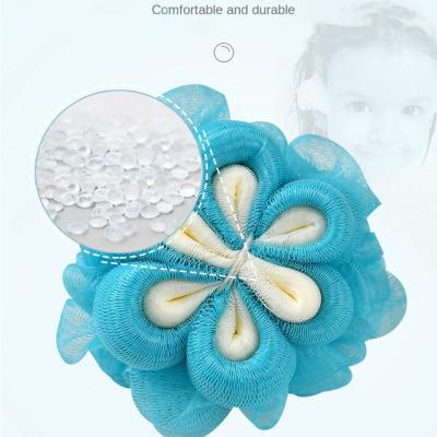 China Sustainable Custom Plastic Breathable Mesh Wash Bath Ball Sponge Loofah Exfoliating Bath Body Brush for sale