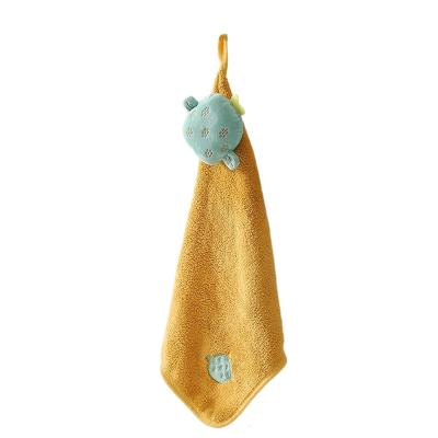 China Eco-Friendly Sustainable Hand Towels Kitchen Hanging Hand Towels Cartoon Coral Towel for sale