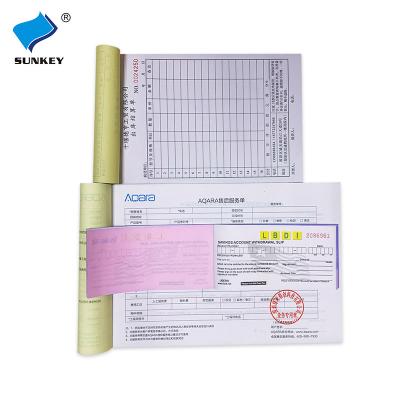 China Sunkey Invoice Custom Order Book Receipt Invoice 1 2 3 4 5 6 Fold 9.5x11 Inch NCR Computer Carbonless Paper Continuous Ream for sale