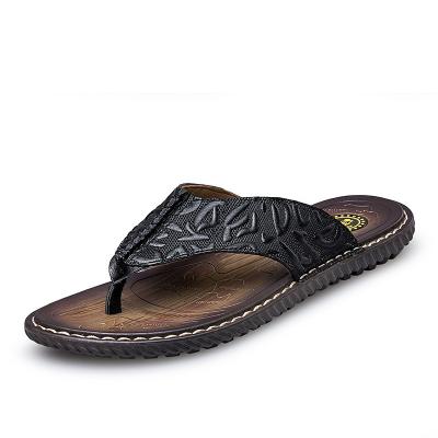 China Hawaii Lit Men's Beach Slippers Leather For Men Rubber for sale