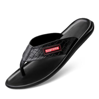 China 2019 Latest Trend Men's Genuine Leather Slippers For Men Rubber for sale