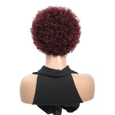 China Adjustable Strap and 3 Combs Pixie Cut Human Hair Wigs for Colored Women Jerry Curl Short Lace Wig Pixie Cut Short Hair Wig for sale