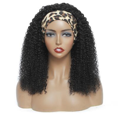 China Kinky Curly Hair Remy Glueless Natural Curly Wave Headband Wig Hair With Head Band Full Wig Machine Made Lazy Girl Softly Approved for sale