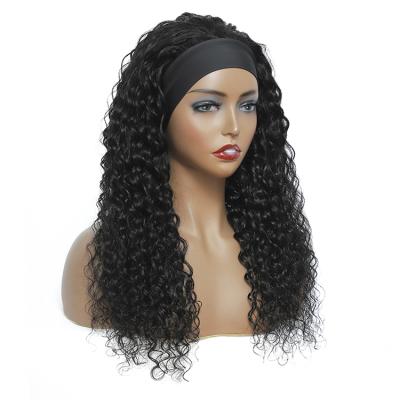 China Glueless Deep Wave Machine Made Natural Black Wig Full Body Wave Headband Wigs For Black Women Easy Install for sale