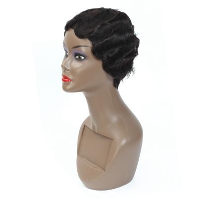 China Wholesale Top Natural Hairline Brazilian Short Curly Wig Figured Pixie Cut Wig Finger Wave Lace Front Wig for sale