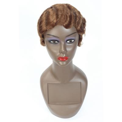 China Wholesale Short Figured Hairline Top and Natural Hairline Finger Wave Hair Wigs Lace Up Non Front Pixie Cut Wig For Brazilian Bob Wigs Colored Women for sale