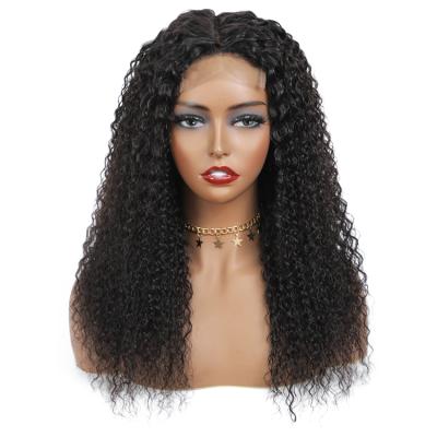 China Factory Wholesale 1b# Top And Natural Curly Figured Wave Wig 4x4 Hairline Lace Closure Hair Wigs For Black Women for sale