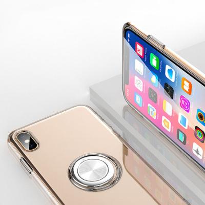 China 100% Eco-friendly Magnetic Magnet Case Phone Back Cases Ring Holder Transparent Phone Case For Iphone X xs max clear cover for sale