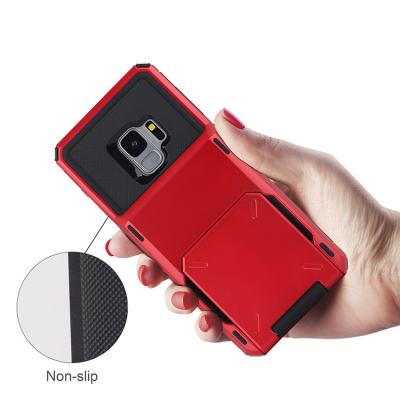 China Wholesale Card Wallet Design Card Mobile Phone Cover For Samsung s9 Card Holder Case tpu PC Wallet Case For galaxy s9 for sale