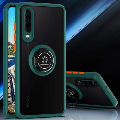 China Anti-drop Cell Phone Case For Huawei P20 P30 P40 Cover TPU+PC Ring Holder Magnetic Translucent Matte Mobile Phone Case for sale