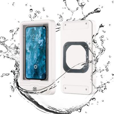 China Brand waterproof white color shellbox manufacturer China 180 degree rotatable fogproof wall mounted phone case for sale