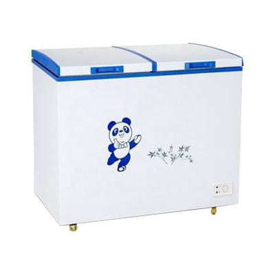 China Commercial Double-temperature 368L Supermarket Chest Freezers Ice Cream Deep Chest Freezer Glass Door For Sale for sale