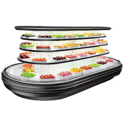 China Single-Temperature Supermarket Island Round Multi Deck Open Fridge For Vegetable And Fruit Refrigeration Equipment for sale