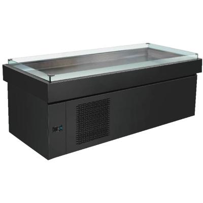 China Commercial Single-temperature Supermarket Stainless Steel Refrigerator for Frozen Fish Freezer Open Top Ice Seafood Display Refrigerator Showcase for sale