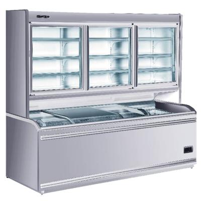 China Single-temperature KCE Supermarket Refrigerator and Half Freezer Combined Cabinet Display Fridge Glass Door Freezer Half Freezer Refrigerator for sale