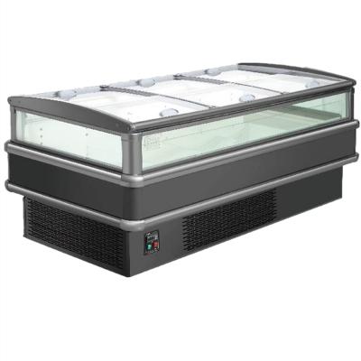 China Single-Temperature Refrigerator Commercial Glass Door Single Island Freezer For Supermarket Display Seafood Frozen Food Fridge For Sale for sale