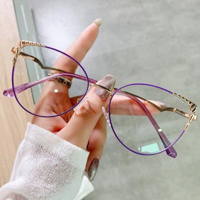 China High quality stylish reading glass eyewear frame 2021 metal branded optical glasses eyeglass frames women blue light blocking glasses for sale