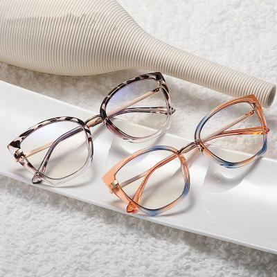 China For Cat Eye Fashion Metal Frame Reading Glass 2022 Eyewears Custom Women Glasses Square Blue Light Computer for sale