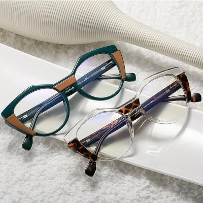 China For Eyewear Irregular Light Blue Light Spring Reading Glass TR90 Cat Eye Women Glasses Frame Anti Hinge Double Color Glasses Frames for sale