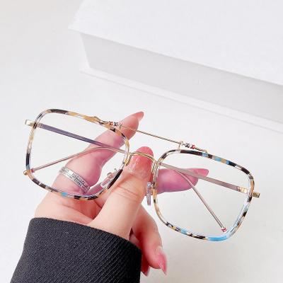 China For Reading Glasses 2021 Blue Light Square Anti Double Bridges Eyeglasses Computer Optical Glasses for sale