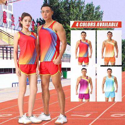 China Custom Polyester Mens Womens Running Sets Marathon Jogging Suit Vest And Shorts Set Gym Racing Kits Track And Feld Clothing Jogging for sale