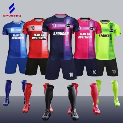 China Sets Wholesale 100% Polyester Cheap Soccer Jersey Kit Custom Men Football Uniform Sports Breathable Wear Set Football Uniform With Logo for sale