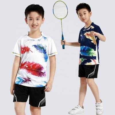 China New Kids Polyester Badminton Sleeve Golf Shirts Running T-shirt Fitness Apparel Breathable Ping Pong Short T-shirts for sale