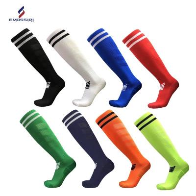 China Breathable Football Boots Non-slip Long Tube Over The Knee Socks Outdoor Sports Gym Striped Football Socks Men for sale