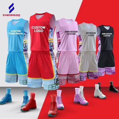 China Custom Wholesale Breathable College Basketball Team Sports Jersey Youth Highschool Basketball Uniform Breathable Quick Dry Shirt for sale