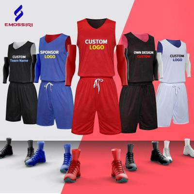 China Mesh Basketball Jersey Mens Kids Youth Uniform Shirts Reversible Quick Dry Breathable High Quality Custom Made Breathable Polyester for sale