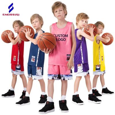 China Wholesale Custom Professional Breathable Kids Basketball Uniform Set Breathable Basketball Shirts Cheap Kids Basketball Tank Top For Boy for sale