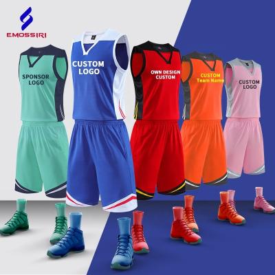 China Wholesale Custom High Quality 100% Breathable Mesh Fabric Throwback Quick Dry Polyester Basketball Tank Top Adults Basketball Uniform For Men for sale