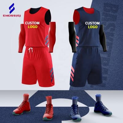 China Custom Youth Adults Tank Top Basketball Shirt Breathable Side Wear Reversible Wholesale Breathable Basketball Uniform Doubles for sale