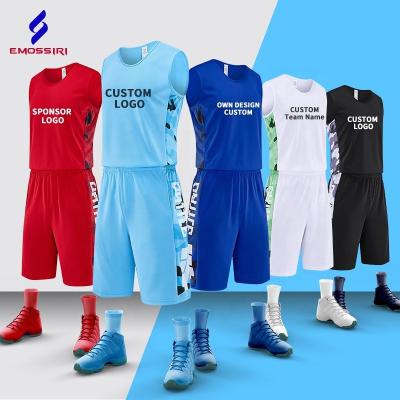 China Adults Breathable Custom Basketball Uniform Sets Personalized Design Breathable 100% Polyester Basketball Tank Top Basketball Shirt For Men for sale