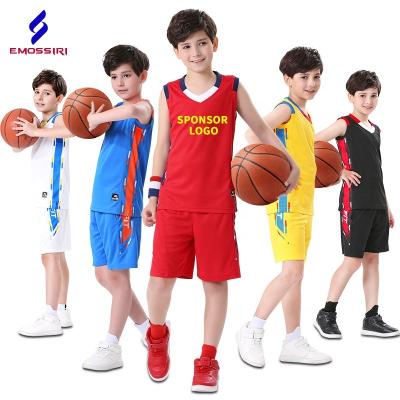 China Wholesale Custom Cheap Breathable Basketball Uniform Set Breathable Mesh Basketball Jersey For Children High Quality Kids Basketball Shirt for sale