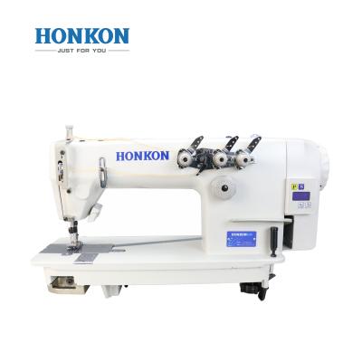 China Garment Three Needle Chainstitch Sewing Machine With Puller Device Sewing Machines For Shirts Sportswear Shoes And Hats HK-3800-3D/PL for sale