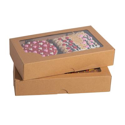 China High Quality Disposable Food Paper Box Candy Cookie Donut Wrapping Paper Packaging Box With Clear Window Lid for sale