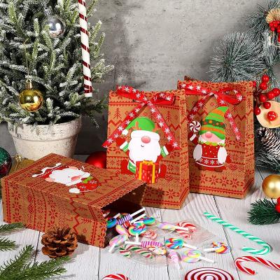 China Gift & Present Craft Christmas Kraft Bags Holiday Wrapping Paper Presents Bags Christmas Candy Wrapping Bags for sale