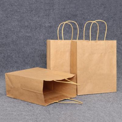 China Recyclable Recycled Custom Logo Printed Square Brown Kraft Paper Shopping Bag Wholesale for sale