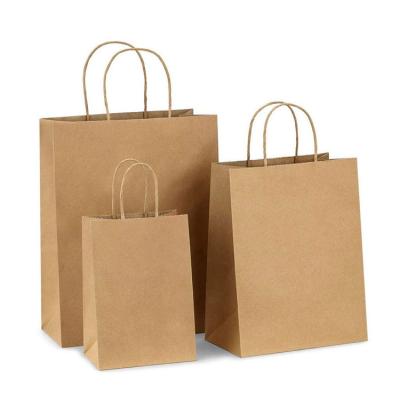 China Recyclable Wholesale Custom Logo Recycled Square Brown Flat Bottom Kraft Paper Shopping Bag With Handles for sale