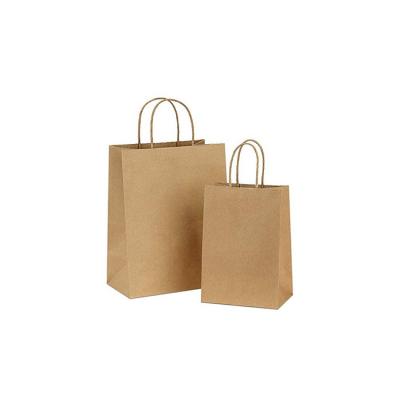 China Custom Logo Printed Grocery Kraft Recyclable Cheap Recycled Brown Paper Bags With Handles for sale