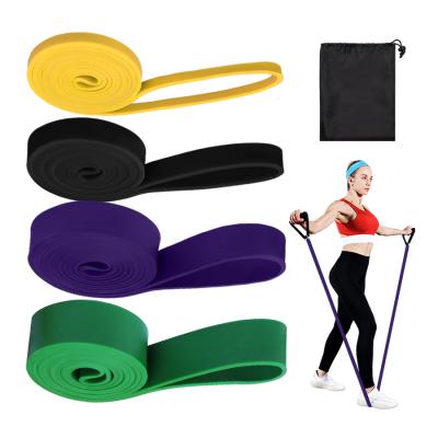 China Sporting Goods Free Sample Natural Rubber Indoor Strength Training Exercise Band With Bar Pilates Kit Indoor Gym Power Pull Up Aid Band for sale