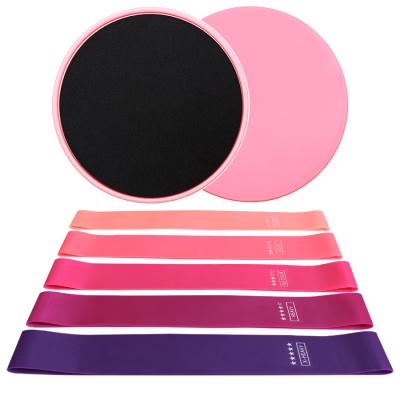 China Custom Home Logo Fitness Training Gym Yoga Exercises Slip Sliding Disc Resistance Bands Set for sale