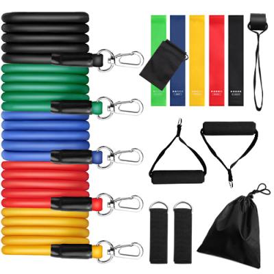 China Wholesale Multifunctional Fitness Gym Booty Latex Tube Latex Tube Commerical Gym Pilates Bar Exerciser Outdoor Sport Yoga Home Club Fitness Game PCs Resistance Band 11 set with foam grips for sale