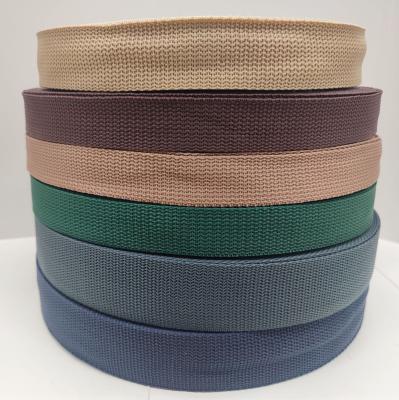 China Sustainable Woven plain design  polypropylene webbing tape 20mm 25mm 38mm 50mm colored custom PP webbing tape strap for bag for sale